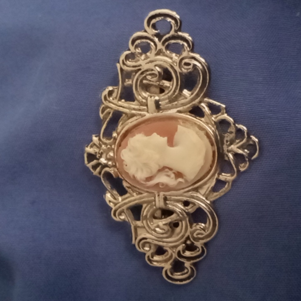 Pink cameo brooch